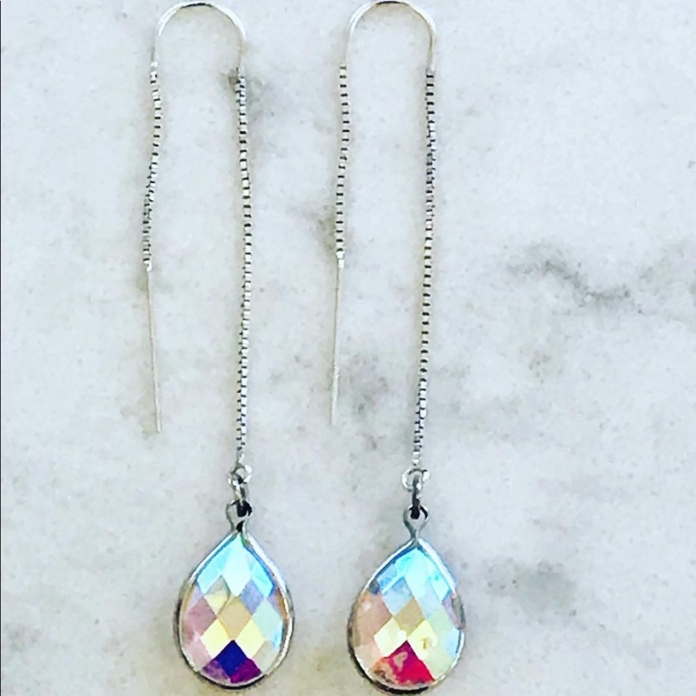 Luvleigh Designs - opalite beaded sterling silver threader earrings